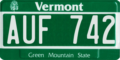 VT license plate AUF742