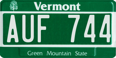 VT license plate AUF744