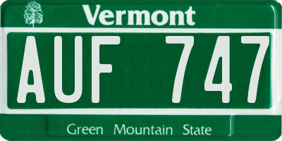 VT license plate AUF747
