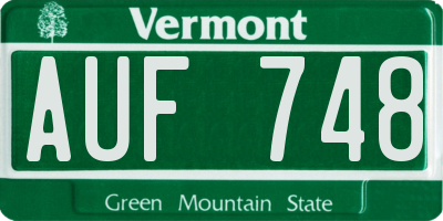 VT license plate AUF748