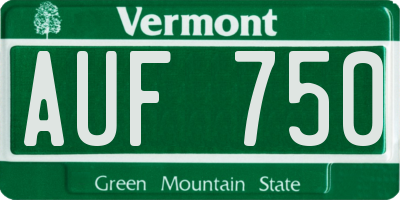 VT license plate AUF750