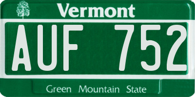 VT license plate AUF752