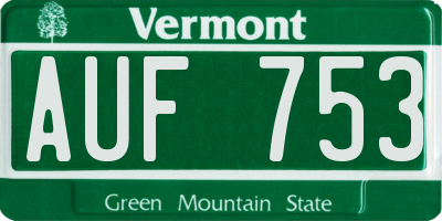 VT license plate AUF753