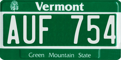 VT license plate AUF754