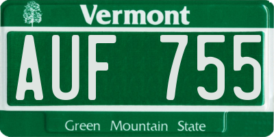 VT license plate AUF755