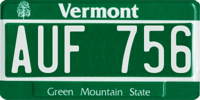 VT license plate AUF756