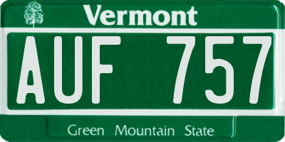 VT license plate AUF757