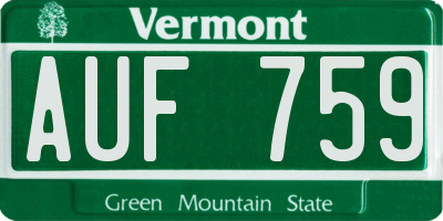 VT license plate AUF759