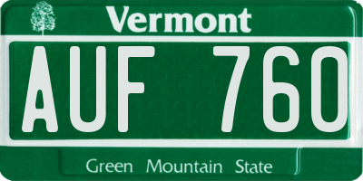 VT license plate AUF760