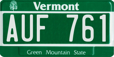 VT license plate AUF761