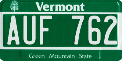 VT license plate AUF762