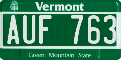 VT license plate AUF763