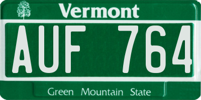 VT license plate AUF764