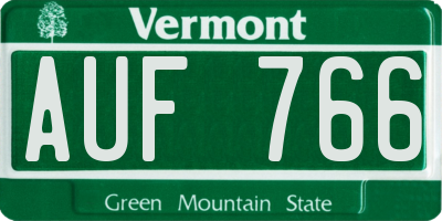 VT license plate AUF766