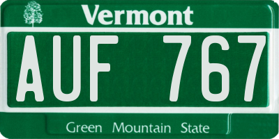 VT license plate AUF767