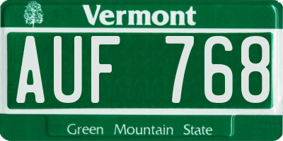 VT license plate AUF768