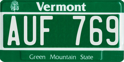 VT license plate AUF769