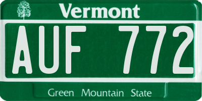 VT license plate AUF772