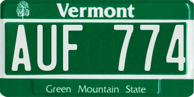 VT license plate AUF774