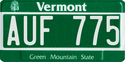 VT license plate AUF775