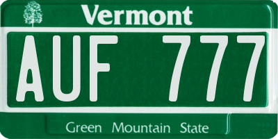 VT license plate AUF777