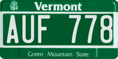 VT license plate AUF778