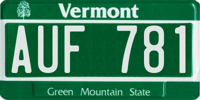 VT license plate AUF781