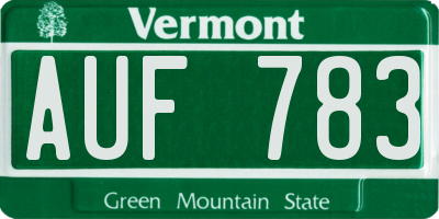 VT license plate AUF783