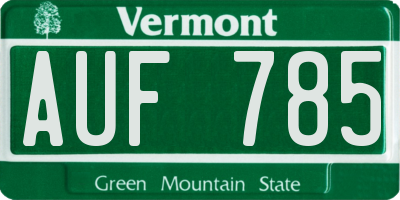 VT license plate AUF785