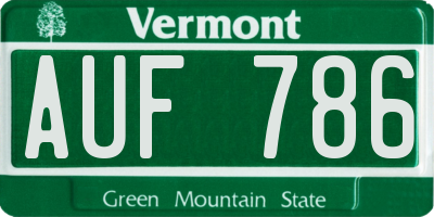 VT license plate AUF786