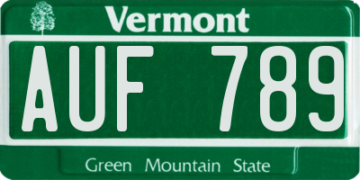 VT license plate AUF789