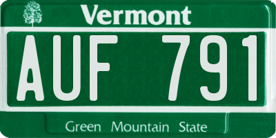 VT license plate AUF791