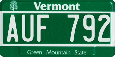 VT license plate AUF792