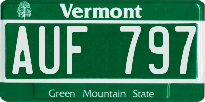 VT license plate AUF797