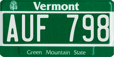 VT license plate AUF798