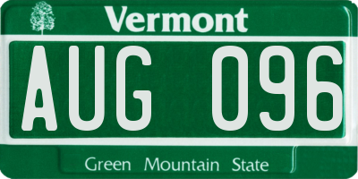 VT license plate AUG096