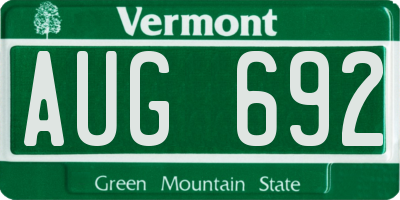 VT license plate AUG692