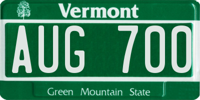 VT license plate AUG700