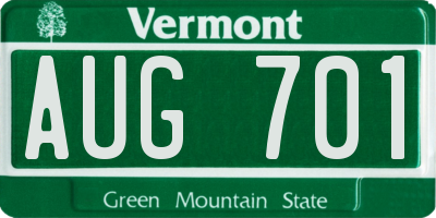 VT license plate AUG701