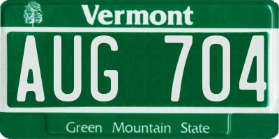 VT license plate AUG704
