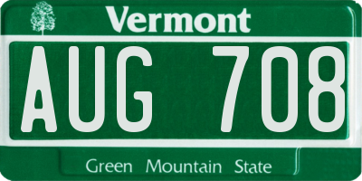 VT license plate AUG708