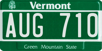 VT license plate AUG710
