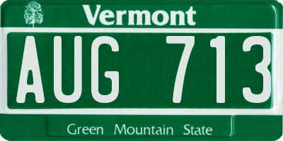 VT license plate AUG713