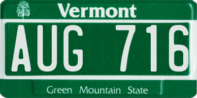 VT license plate AUG716