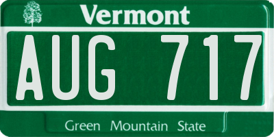 VT license plate AUG717