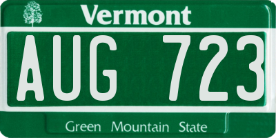 VT license plate AUG723
