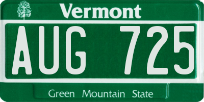 VT license plate AUG725
