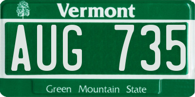 VT license plate AUG735