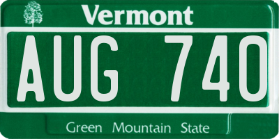 VT license plate AUG740