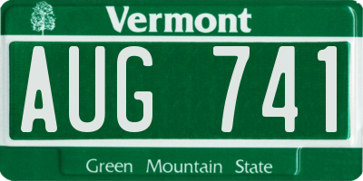 VT license plate AUG741